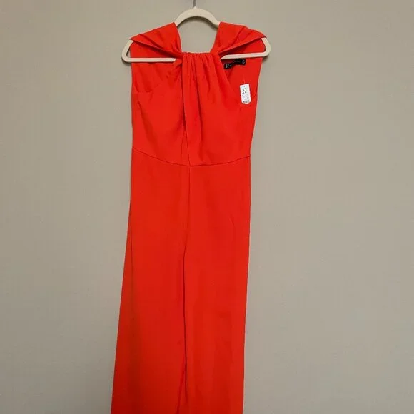 New York & Company, S,  Regular/Tall Orange, Flair Leg, Jumpsuit, NEW with tags! - Picture 5 of 16
